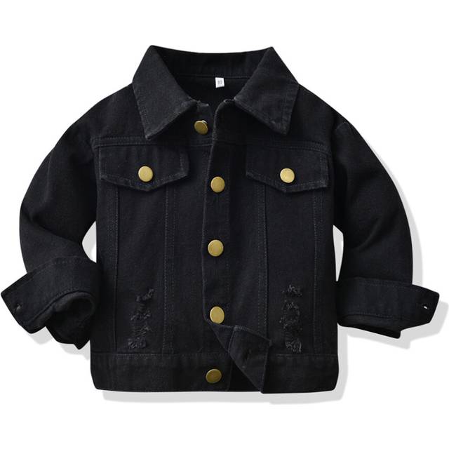 (Black, 1-2Years) Kids Boys Girls Casual Dyeing denim Jackets Coats