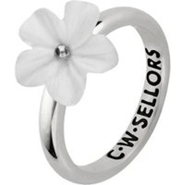 Sterling Silver White Agate Tuberose 12mm Desert Rose Ring - Silver