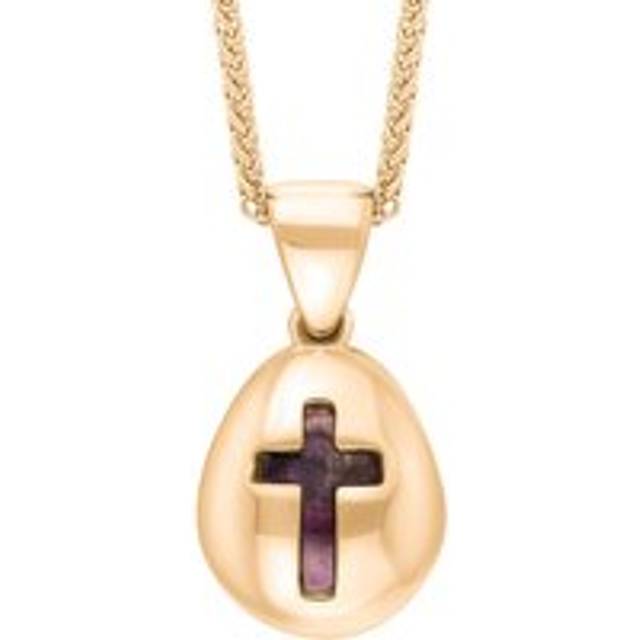 18ct Rose Gold Blue John Cross Pear Shape Necklace