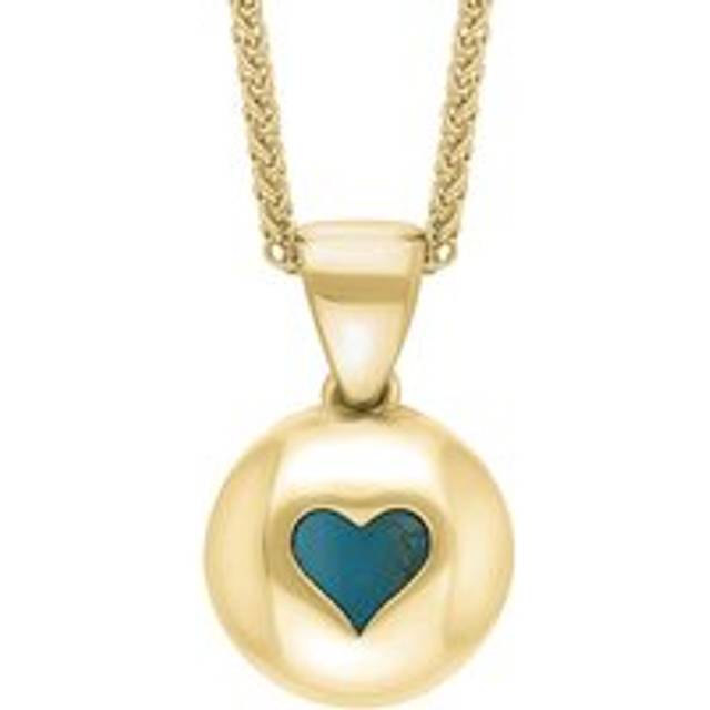 18ct Yellow Gold Turquoise Heart Disc Necklace