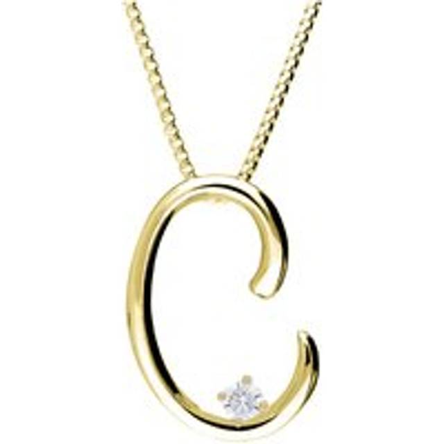 Love Letters 9ct Yellow Gold 0.10ct Diamond Initial C Necklace