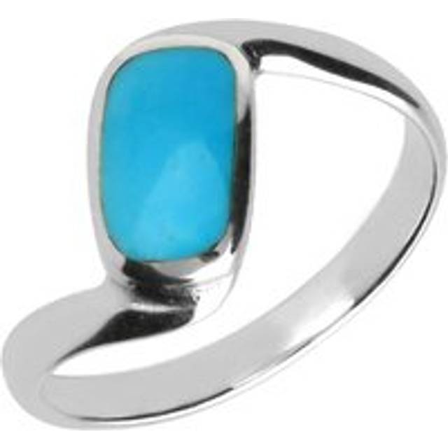 Sterling Silver Turquoise Oblong Twist Ring - Option1 Value Silver