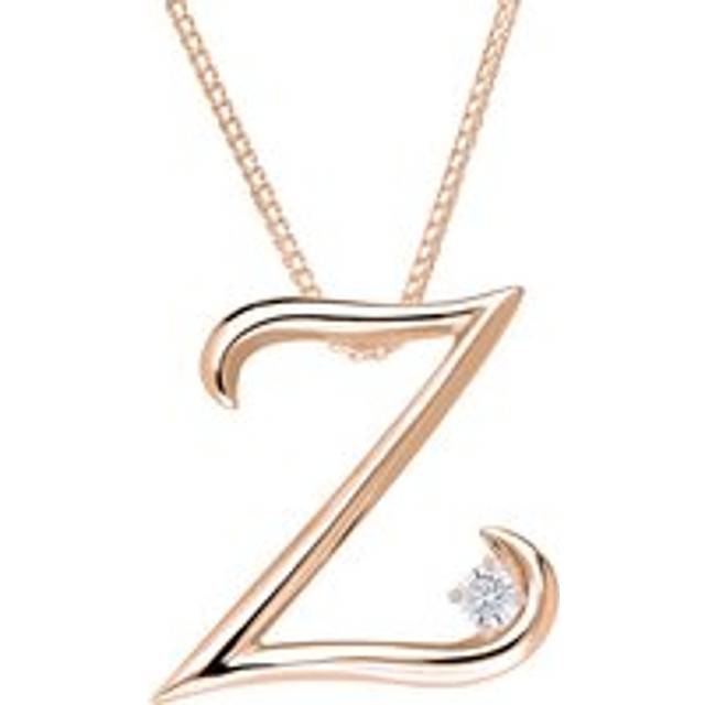 Love Letters 9ct Rose Gold 0.10ct Diamond Initial Z Necklace