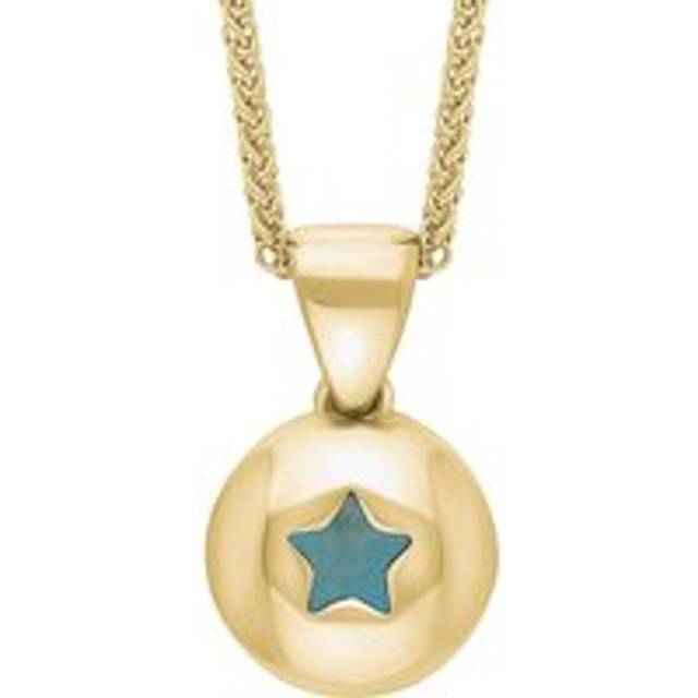 18ct Yellow Gold Turquoise Star Disc Necklace