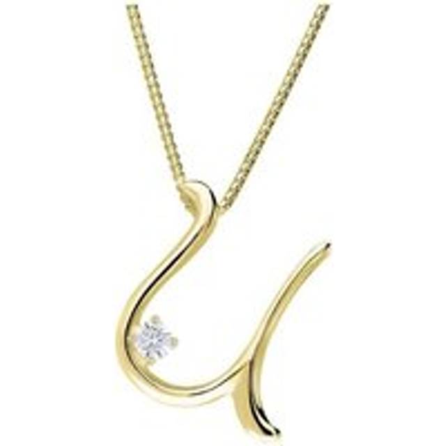 Love Letters 9ct Yellow Gold 0.10ct Diamond Initial U Necklace