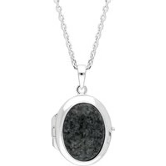 Sterling Silver Preseli Bluestone Oval Locket Pendant - Silver
