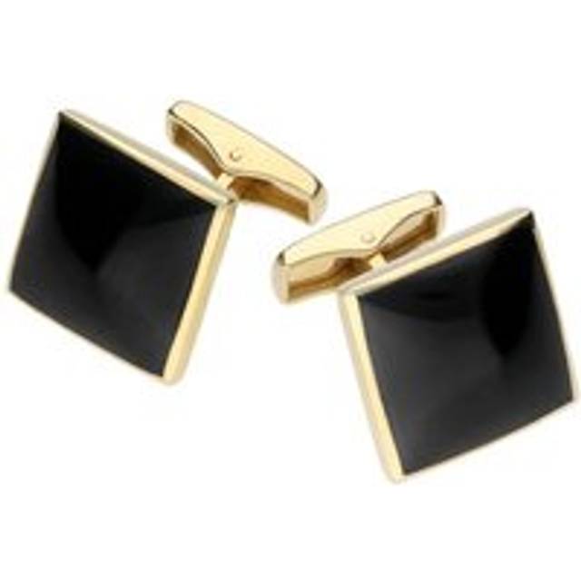 9ct Yellow Gold Whitby Jet Square Shaped Cufflinks