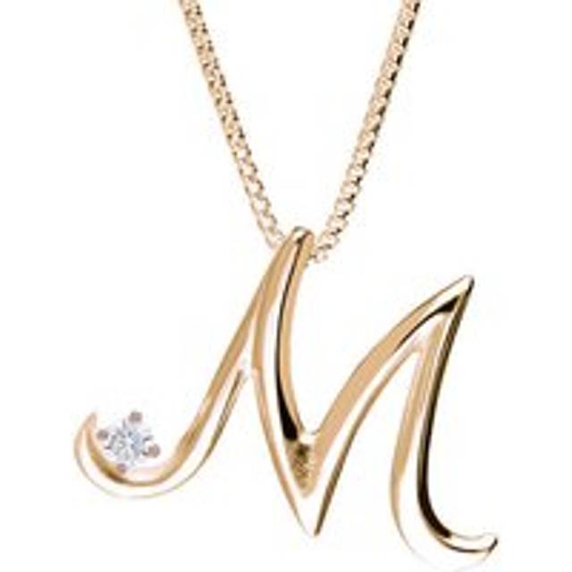 Love Letters 9ct Rose Gold 0.10ct Diamond Initial M Necklace
