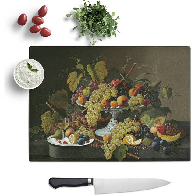 Still Life with Flowers and Fruit Vol.3 by Severin Roesen Chopping Board (0.4cm H x 28.5cm W x 39cm L)