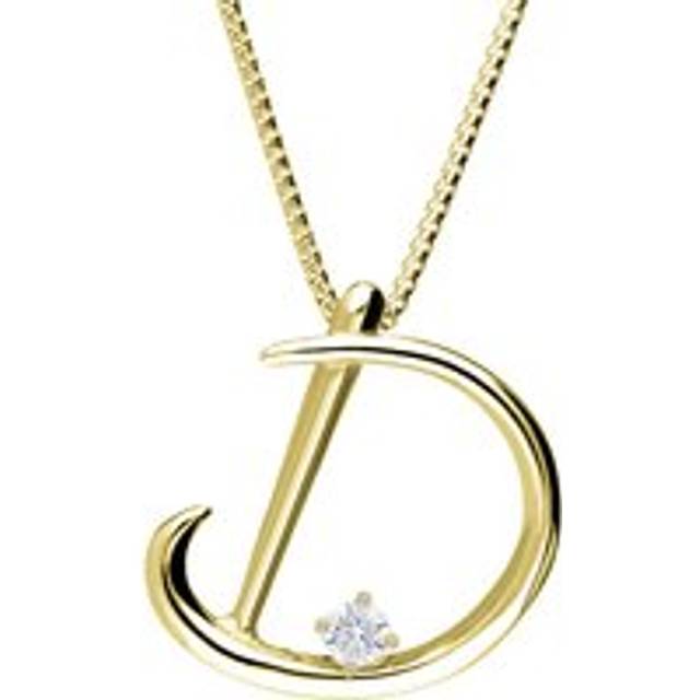 Love Letters 9ct Yellow Gold 0.10ct Diamond Initial D Necklace