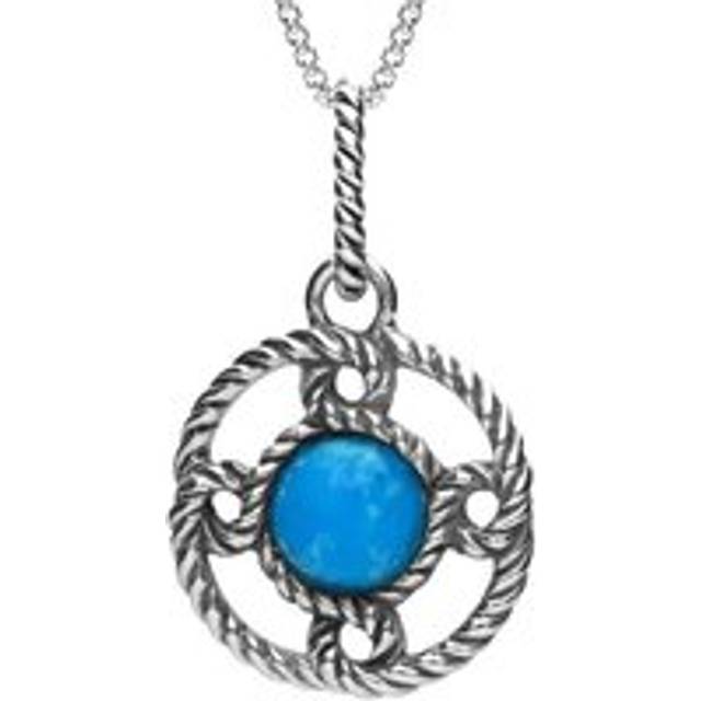 Sterling Silver Turquoise Rope Edge Port Hole Necklace - Silver