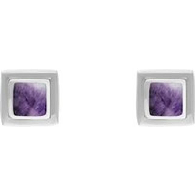 Sterling Silver Blue John Square Stud Earrings - Silver