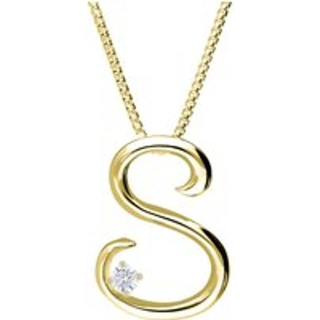 Love Letters 9ct Yellow Gold 0.10ct Diamond Initial S Necklace