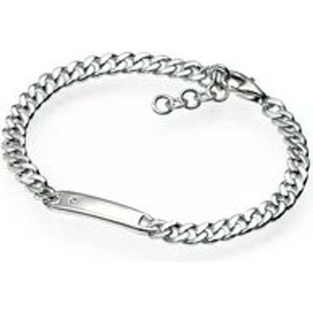 D For Diamond Sterling Silver Boys Classic ID Bracelet - Silver
