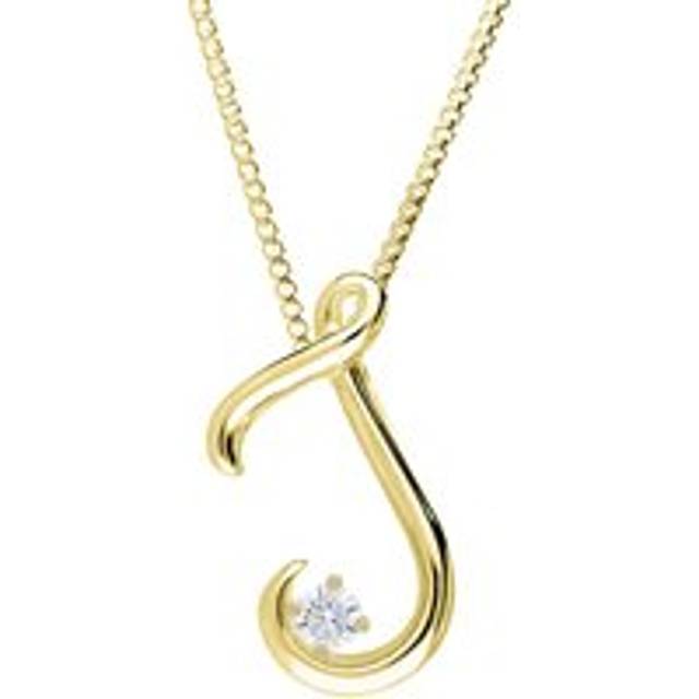 Love Letters 9ct Yellow Gold 0.10ct Diamond Initial J Necklace