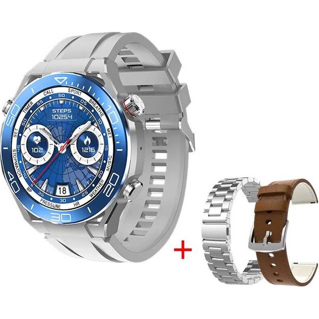 (silver) New Smart Watch Luxury Men HW5 Ultimate With 3 Watchbands 1.52 INCH AMOLED