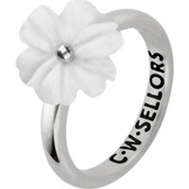 Sterling Silver White Agate Tuberose 12mm Dahlia Ring - Silver