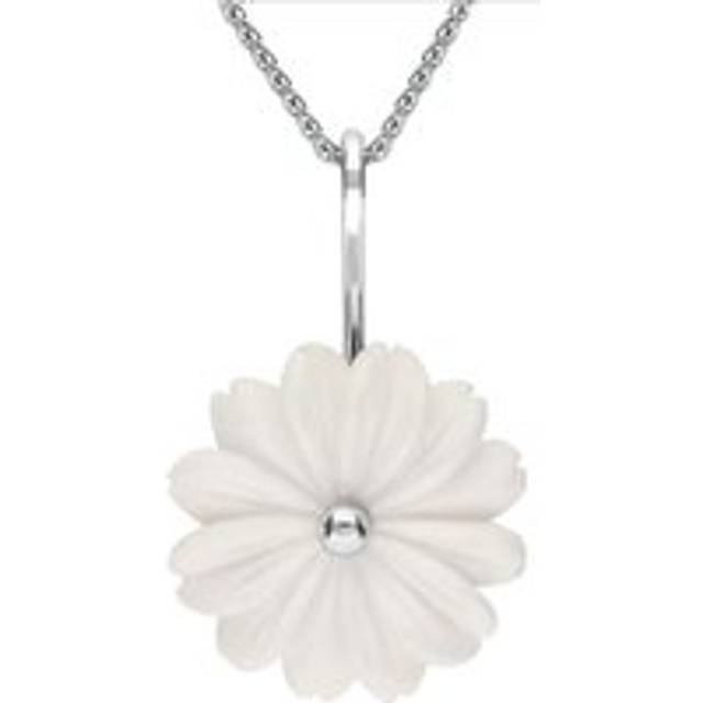 Sterling Silver White Agate Tuberose 20mm Daisy Necklace