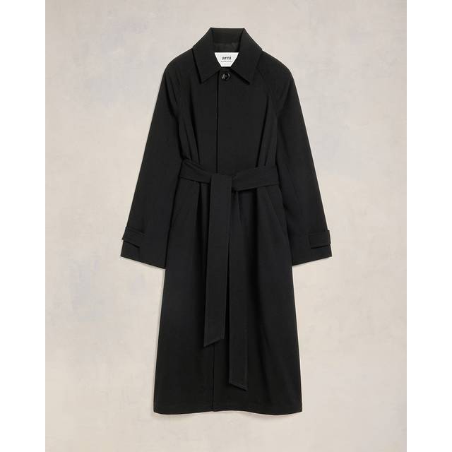 Long Belted Coat Black Unisex - XS - AMI Paris