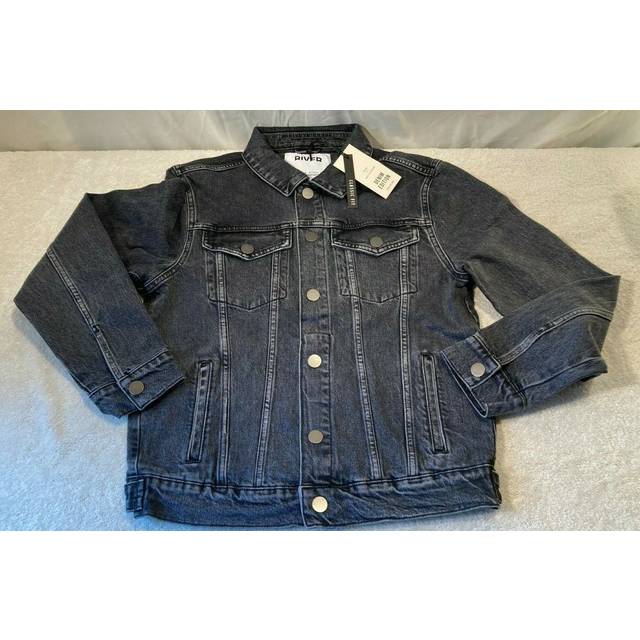 River island denim jacket mens classic fit faded black size small