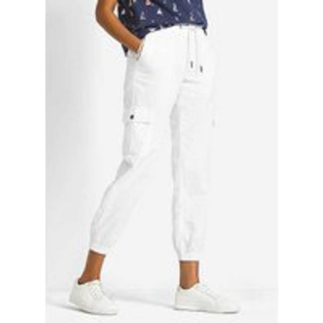 bonprix Linen Cargo Pants - White