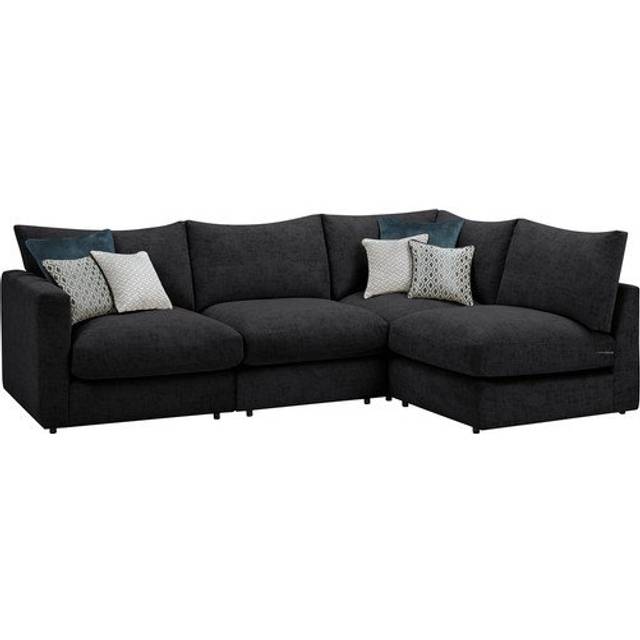 Charcoal Fabric Sofas - Modular 4 Seat Left Hand Corner Sofa - Malvern Range - Oak Furnitureland