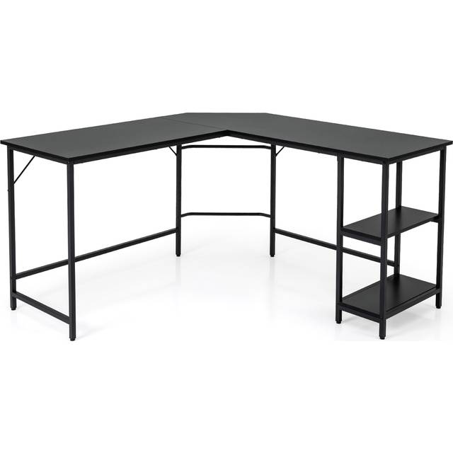 Costway L Shaped 2 Shelf Computer Desk Black - 152 x 61 x 16cm