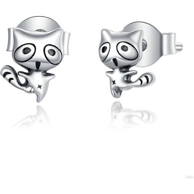 Silver plating Animal Raccoon Stud Earrings for Women Jewelry Gifts for Girl