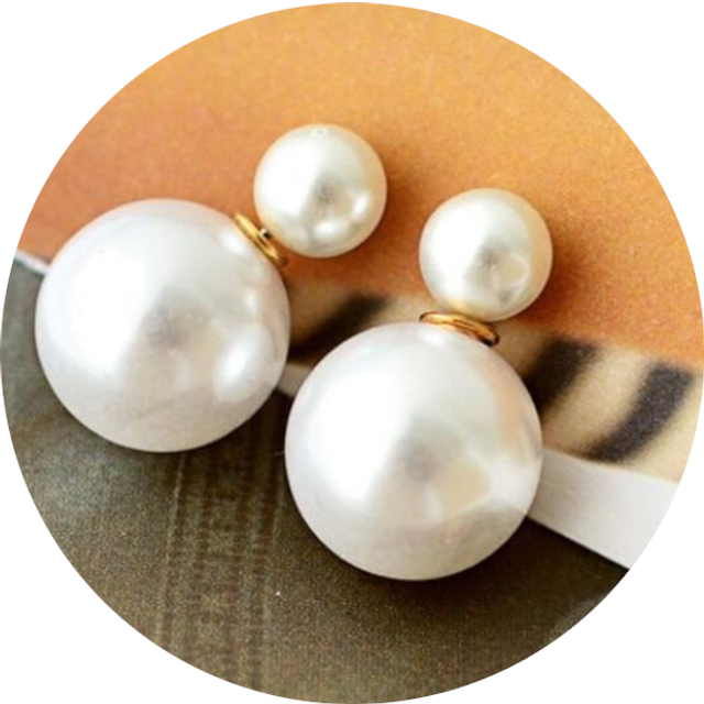 Veile Studios Pair Of Faux Pearl Decorated Double End White Earrings