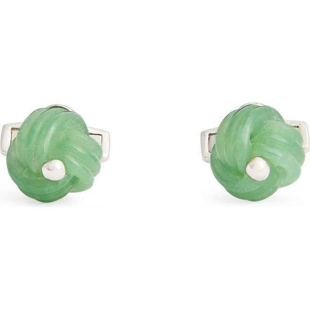 Tateossian Rhodium-Plated Aventurine Knot Cufflinks - Silver - One size
