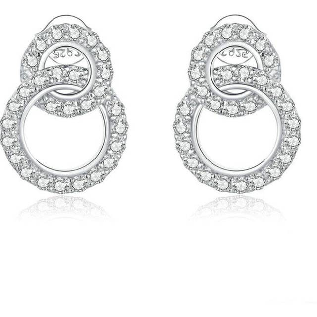 Double Circle Stud Earrings for Women Silver plating Ear Pins Wedding Jewelry