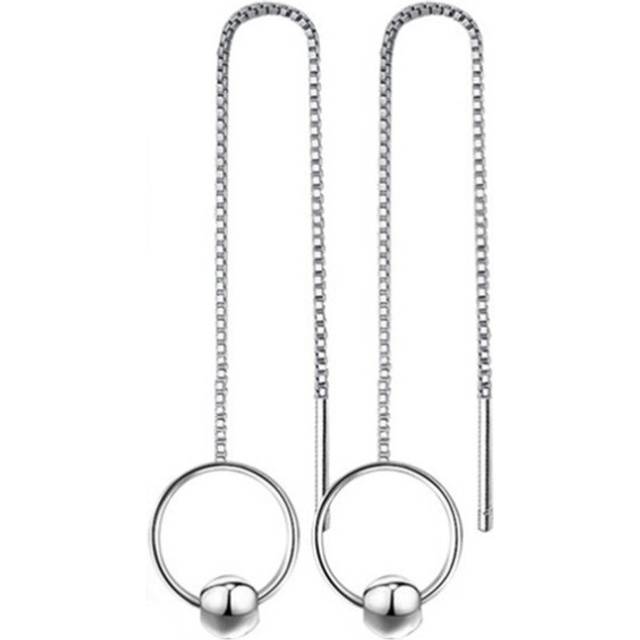 3PCS Copper Fashion Temperament Bead Circle Ear Line Dangle Earring for Women Girl Wedding Gift Jewelry