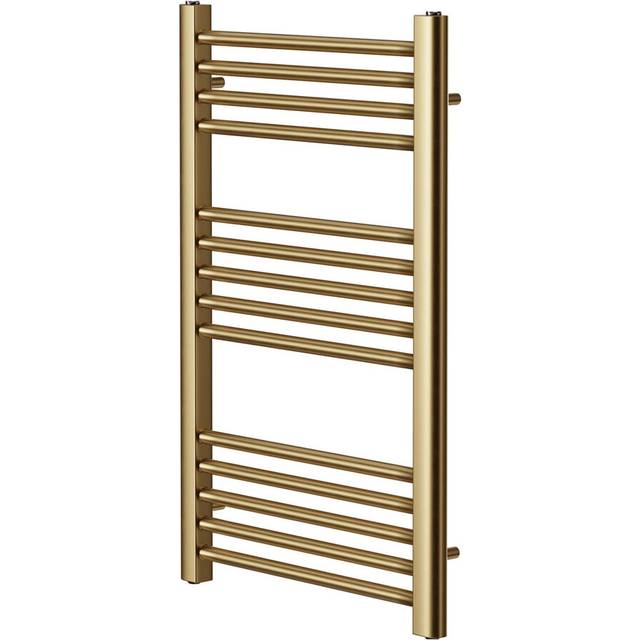 Greened House Brushed Brass Straight Heated Towel Rail 500mm Wide x 800mm High Flat Central Heating Towel Radiator