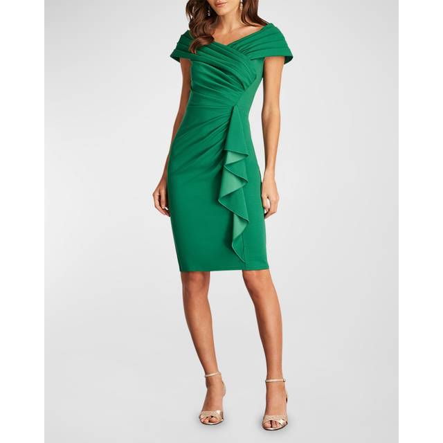 Pleated Bodycon Ruffle Dress - BAMBOO - Large