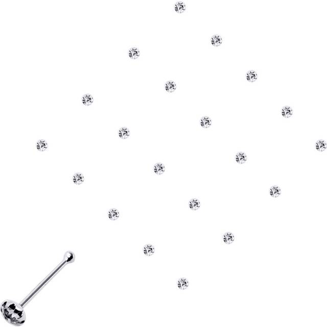 Jewelco London Ladies Sterling Silver Cubic Zirconia Nose Studs - Pack of 20 2mm - NP2WH