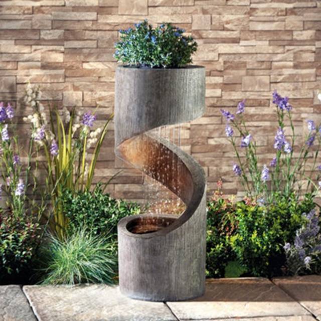 Garden Gear Serenity Spiral Rainfall Water Feature, Grey