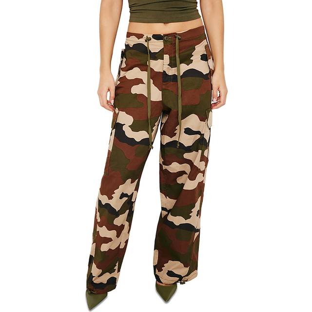 Good American Womens Fatigue Green Camo001 Parachute Camouflage-print Straight-leg Mid-rise Cotton Trousers Xl