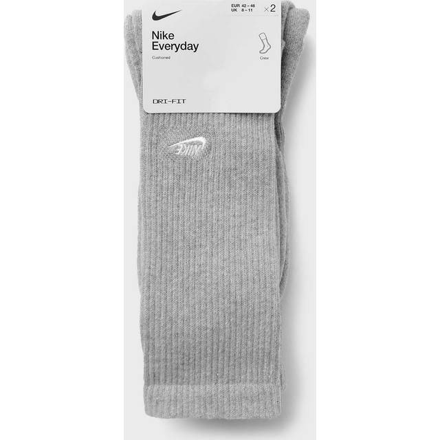 Nike Everyday Cushioned Crew Socks 2-Pack Dark Grey Heather/ White L (L)