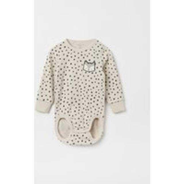 Polka Dot Fox Appliqué Babygrow - Beige - 6-9m x 74