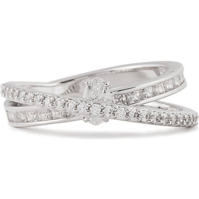 Hyperbola ring, Mixed cuts, White, Rhodium plated - 52