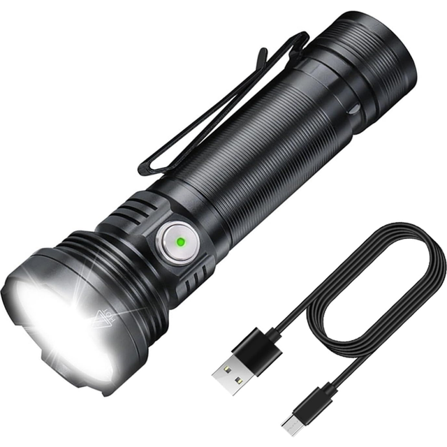Chronus High Lumens Rechargeable LED Mini Flashlight,Super Bright 5 Modes Tactical Flashlight,Waterproof for Camping, Outdoor, Emergency Torch