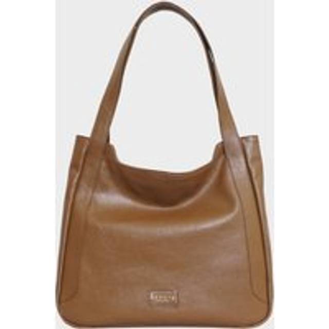 Harriet' Pebble Grain Real Leather Slouchy Hobo Bag - Tan - One Size