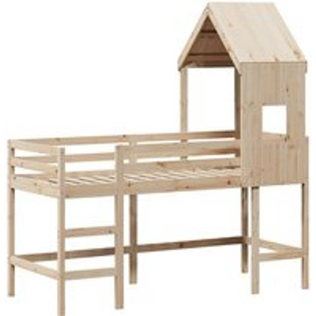 vidaXL Loft Bed with Ladder and Roof without Mattress 80x200 cm - Brown