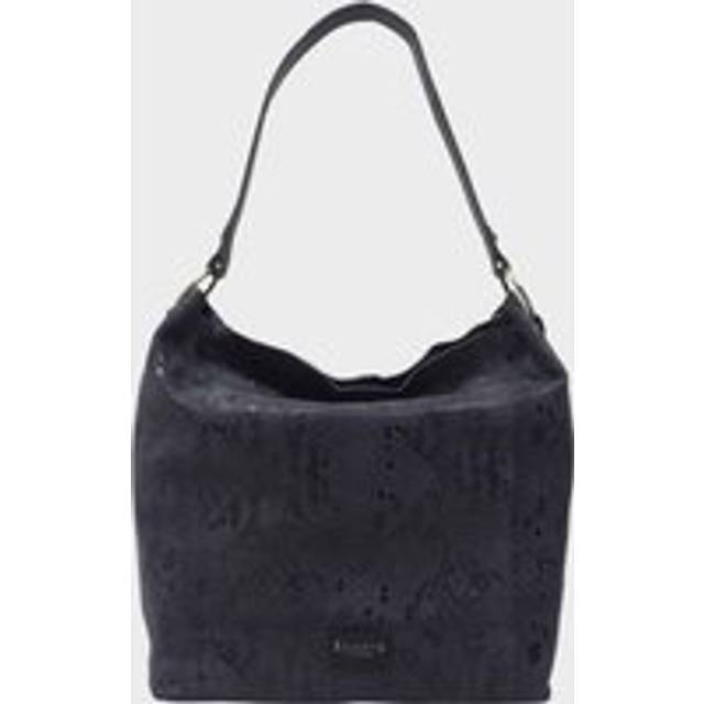 'Esme' Python Snake Real Leather Slouchy Hobo Bag - Navy - One Size