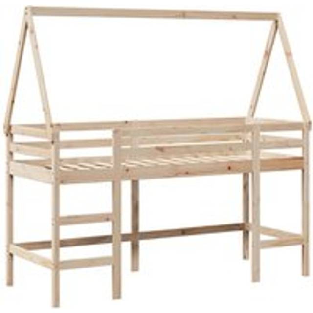 vidaXL Loft Bed with Ladder and Roof without Mattress 90x190 cm Single - Brown