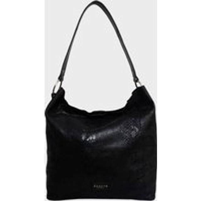 'Esme' Python Snake Real Leather Slouchy Hobo Bag - Black - One Size