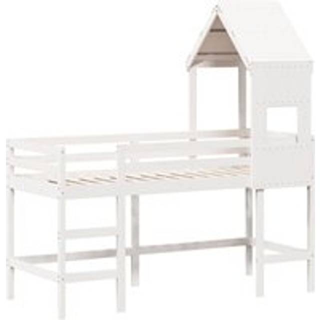 (white, 90 x 190 cm) vidaXL Loft Bed with Ladder and Roof Bunk Bed White 80x200 cm Solid Wood Pine