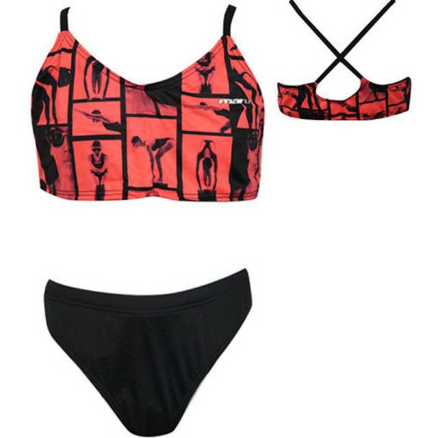 Maru black fluro peach womens bikini set