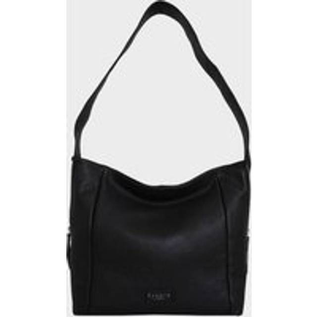 'CORTNEY' Pebble Grain Leather Slouchy Hobo Bag - Black - One Size