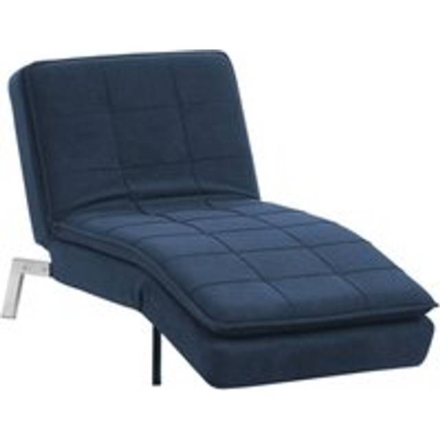 Beliani Fabric Chaise Lounge Navy Blue Loiret, Blue